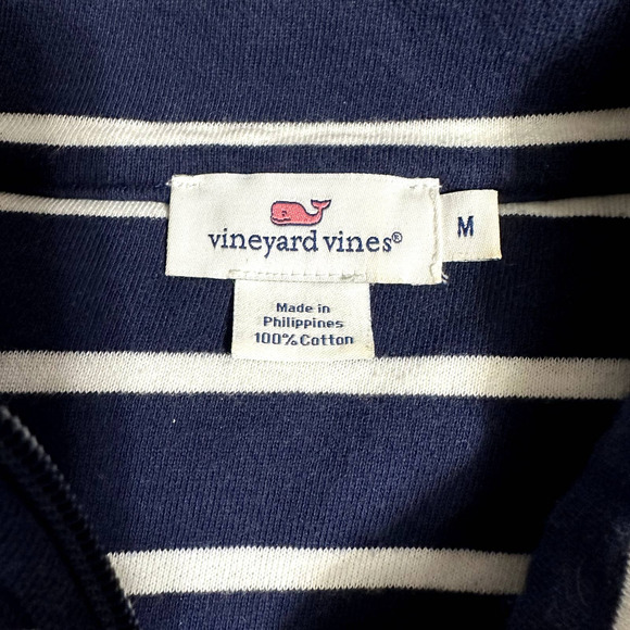 VINEYARD VINES WOMENS BLUE STRIPED QUARTER ZIP SWEATER PULLOVER SZ M - Picture 4 of 5